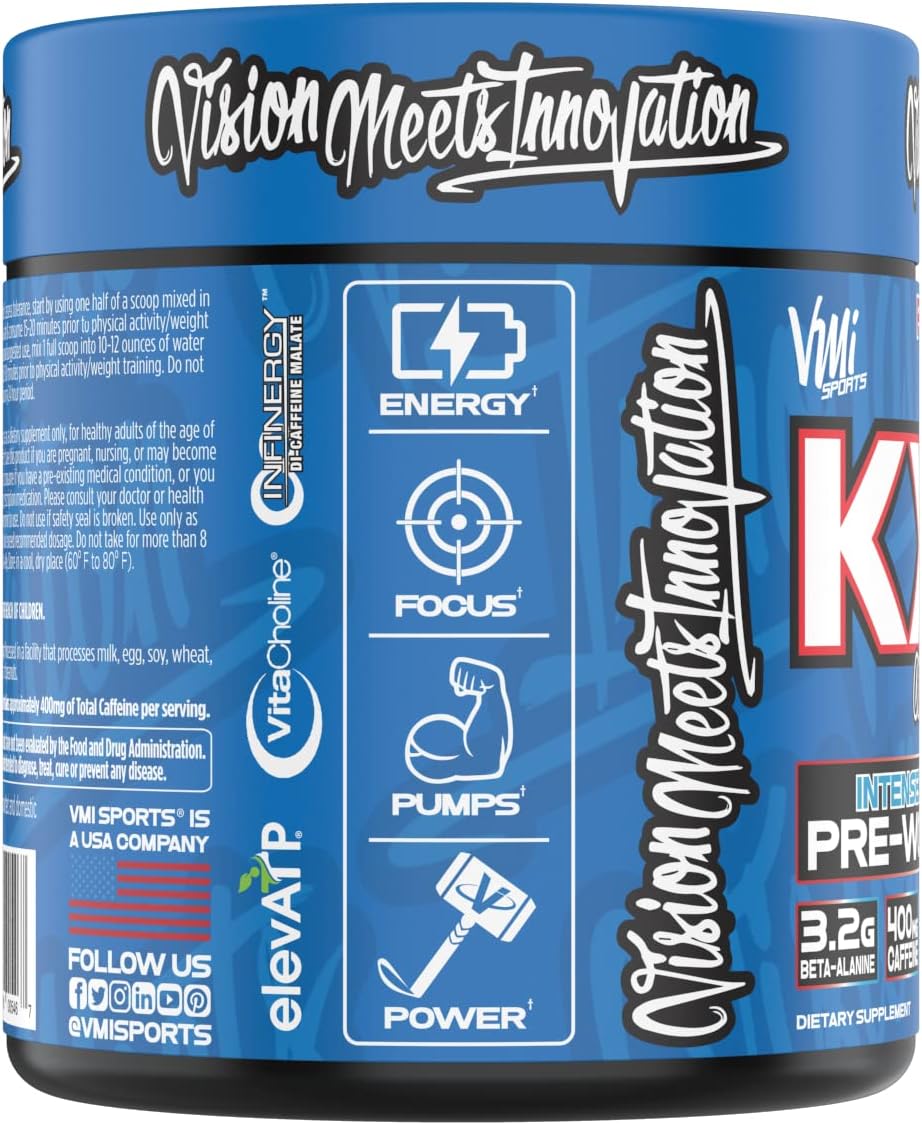 VMI Sports K-XR Pre-Workout Supplement for Intense Energy, Patriot Pop