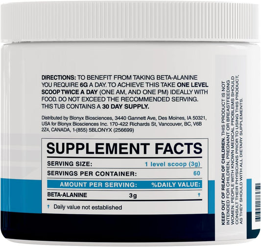 Blonyx Beta-Alanine Supplement - Enhances Muscular Endurance & Work Ca