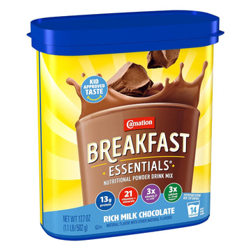 Carnation Breakfast Essentials Powder Drink Mix, Rich Milk Chocolate, 17.7 Ounce Jar (Pack Of 6)