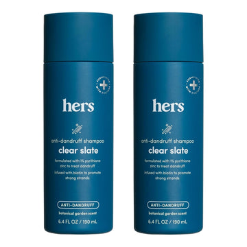 Hers Clear Slate Anti Dandruff Shampoo, 2 Pack - Dermatologist Formulated Dry Scalp & Dandruff Shampoo With Biotin - Shampoo With 1% Zinc Pyrithione - Botanical Garden Scent - 2 X 6.4 Fl Oz