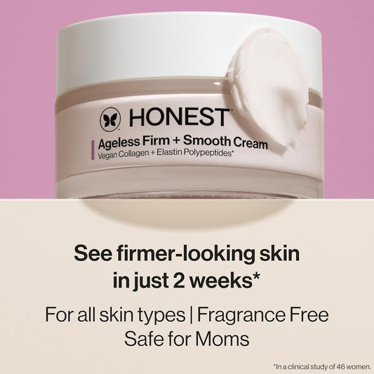 Honest Beauty Ageless Firm And Smooth Cream | Powered By Vegan Collagen And Elastin Polypeptides | Firmer, Smoother Looking Skin | Fragrance Free, Ewg Verified, Vegan, Cruelty-Free | 1.7 Fl Oz