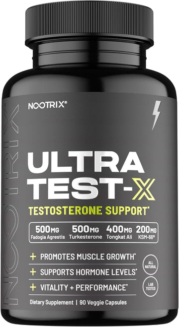 Ultra Test-X | Natural Testosterone Booster For Men | Stamina, Endurance & Strength Support | Enhance Energy & Gym Performance, Muscle Builder With Ashwagandha & Vitamins | 90 Veggie Capsules