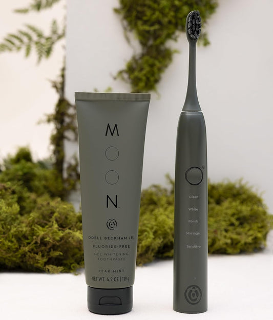 MOON x OBJ Elevated Collection, Sonic Electric Toothbrush and Peak Mint Gel Whitening Toothpaste for Adults to Clean, Whiten, Massage, and Polish Teeth, Co-Created with Odell Beckham Jr