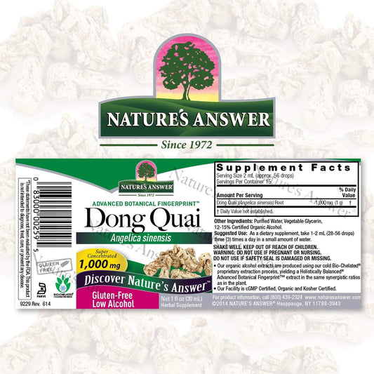 Nature's Answer Dong Quai Root with Organic Alcohol, 1-  | Mesopause Support | Female Hormonal Balance | Fertility Support