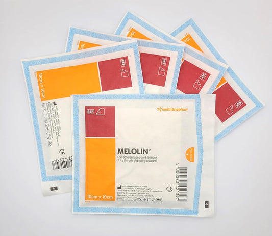 Melolin Sterile Non-Adherent Dressings - Qty 10, Individual Packs, Available In S, M/L, & Xl, Ideal For Wound Care, Non-Stick Gauze (M/L Wound, 10Cm X 10Cm)