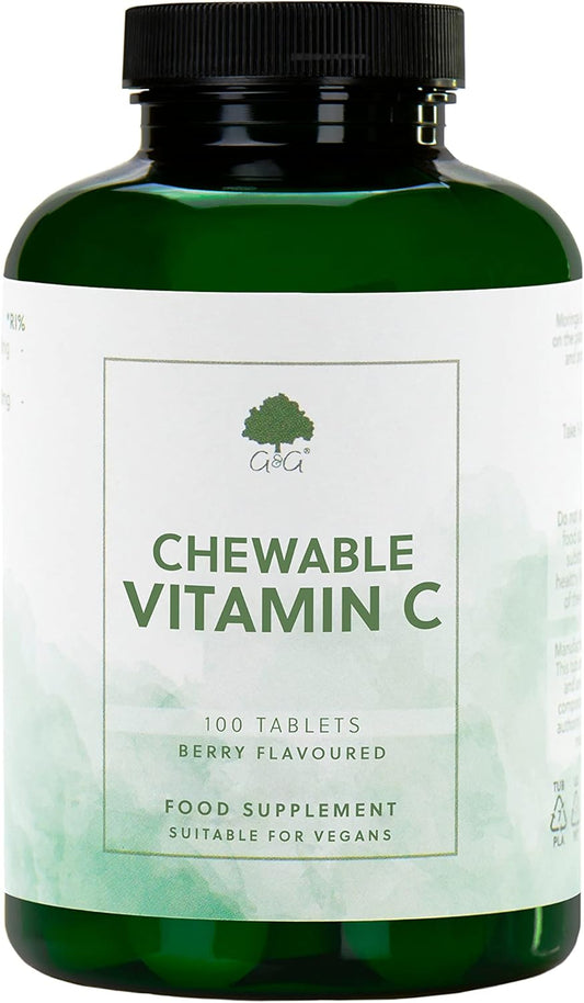 Chewable Vitamin C Tablets | 300Mg Of Vitamin C Per Raspberry Flavoured Tablet | 100 Tablets | G&G Vitamins