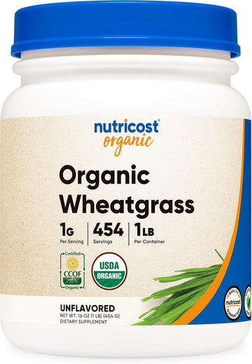 Nutricost Organic Wheatgrass Powder 1 Lb - Non-Gmo Superfood