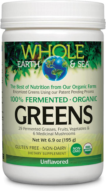 Natural Factors Whole Earth & Sea From, Organic Fermented Greens, Vegan Whole Food Supplement, Unflavored, 6.9 Oz