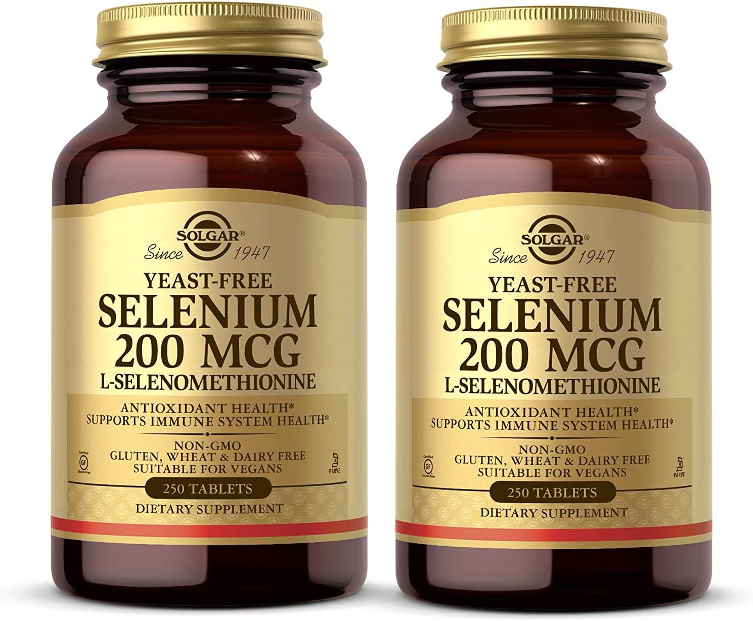 Solgar Yeast-Free Selenium 200 Mcg, 250 Tablets - Pack Of 2 - Supports Antioxidant & Immune System Health - Non-Gmo, Vegan, Gluten Free, Dairy Free, Kosher - 500 Total Servings