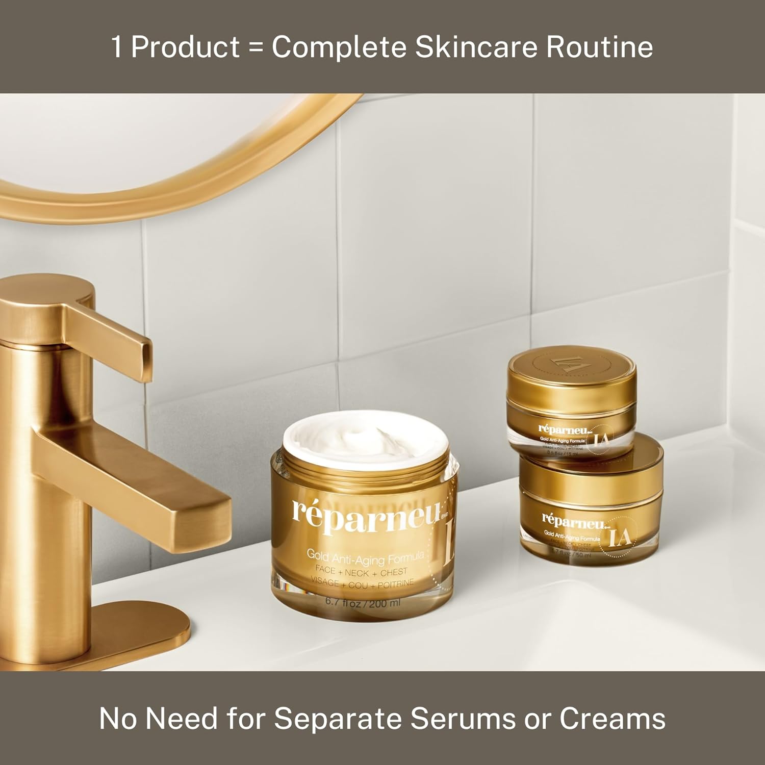 Infinitealoe Réparneu Gold Anti-Aging Formula, Neck Firming, Face Tightening, Anti Wrinkle Face Cream - Organic Aloe Powered With Collagen, Peptides & Retinyl - 0.5Oz Jar : Beauty & Personal Care