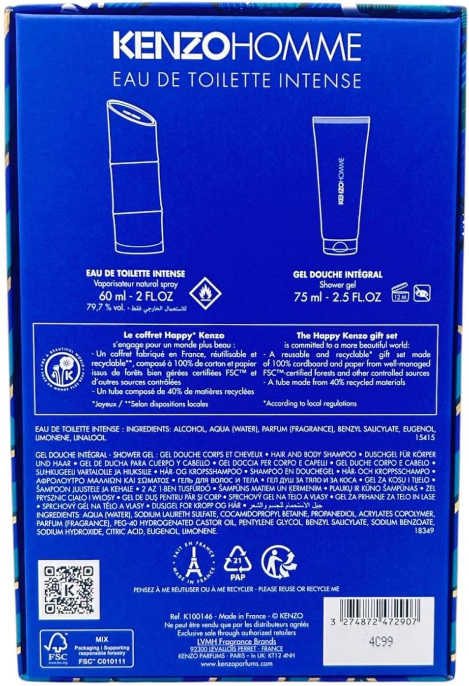Kenzo Homme Edt Intense 60Ml + Sg 75Ml