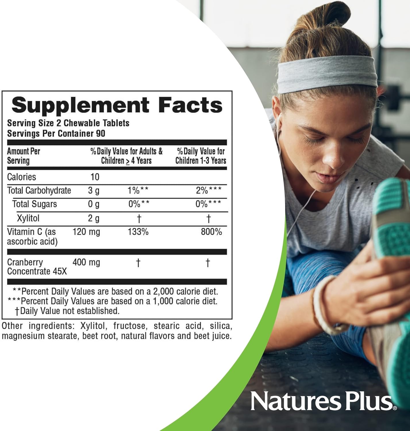 NaturesPlus Ultra Chewable Cranberry Love Berries - 400 mg, 180 Vegetarian Tablets - Natural Cranberry Supplement, Promotes Urinary Tract Health - Non-GMO, Gluten-Free - 90 Servings : Health & Household