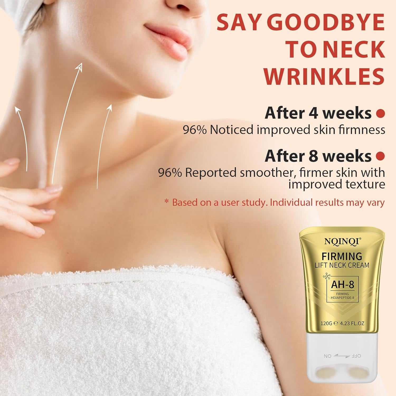 Nqinqi Ah-8 Firming Neck Cream With Roller - Neck And Chest Firming Cream To Lift, Tighten & Smooth Sagging Skin, Reduce Wrinkles & Hydrate For Youthful Neck, 4.23 Fl Oz : Beauty & Personal Care