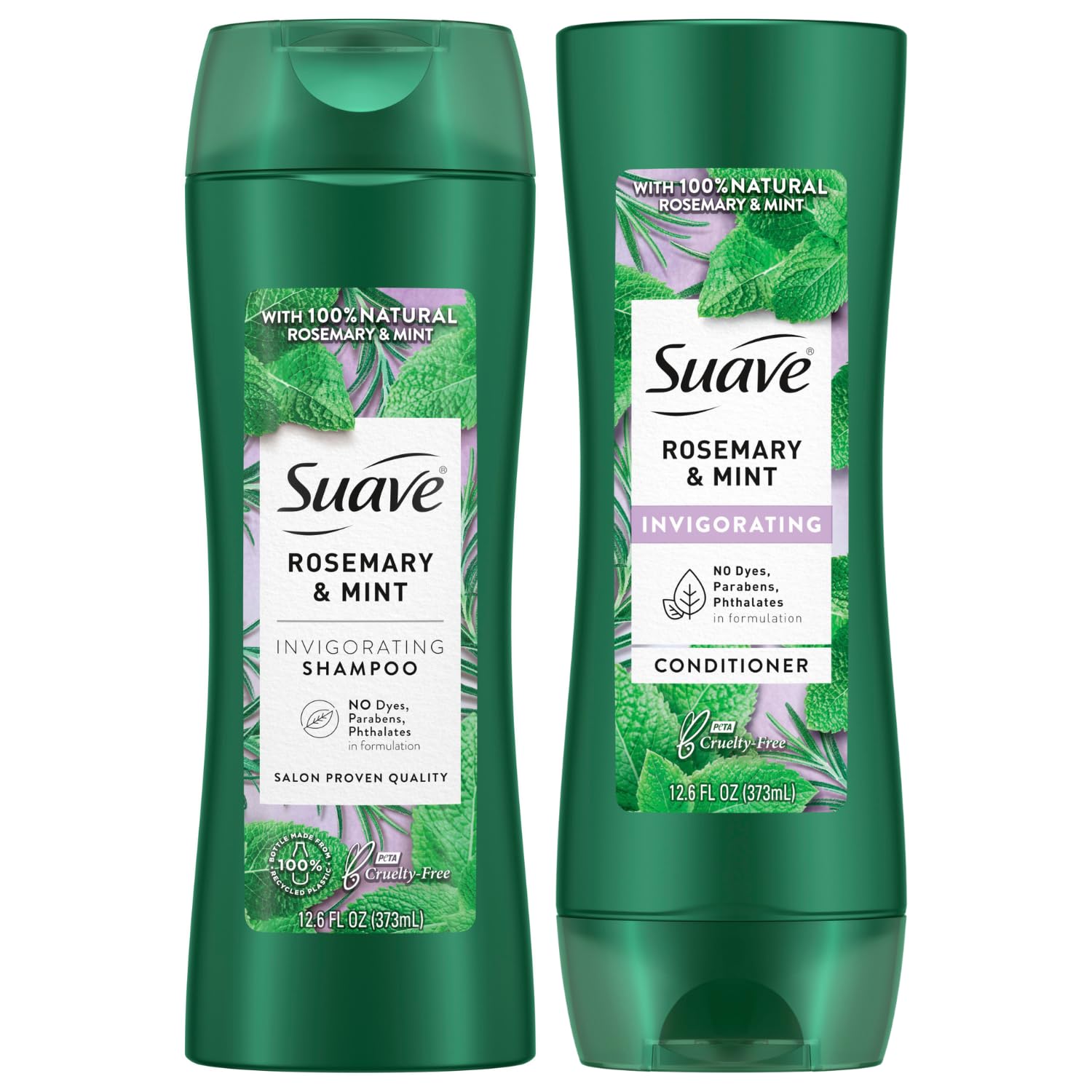 Suave Shampoo and Conditioner Set, Rosemary & Mint - Invigorating Rosemary Mint Clarifying Shampoo & Conditioner, Hair Strengthening, Scented, 12.6 Oz Ea (2 Piece Set)