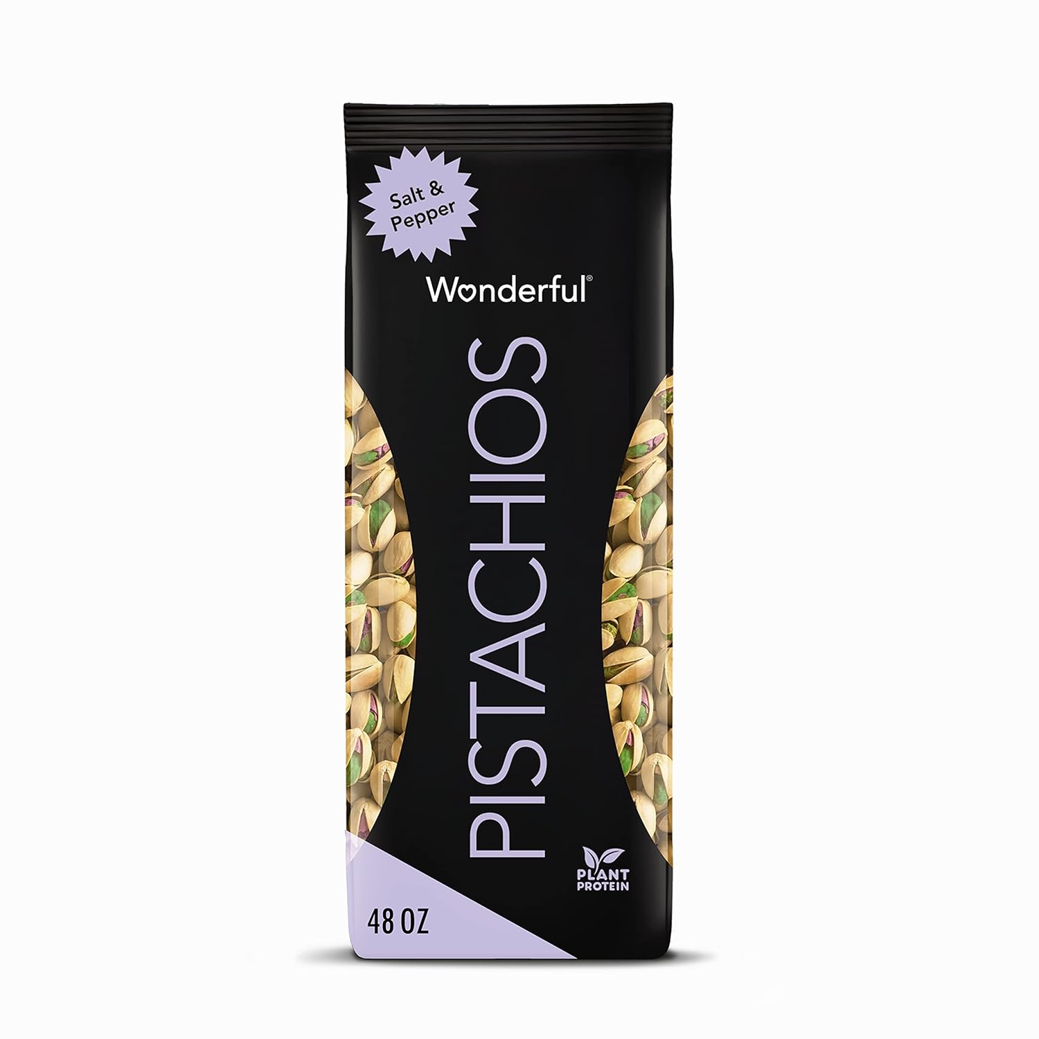 Wonderful Pistachios In Shell, Salt & Pepper Flavored Nuts, 48 Ounce Bag, Protein Snacks, Gluten Free, Healthy Snacks For Adults