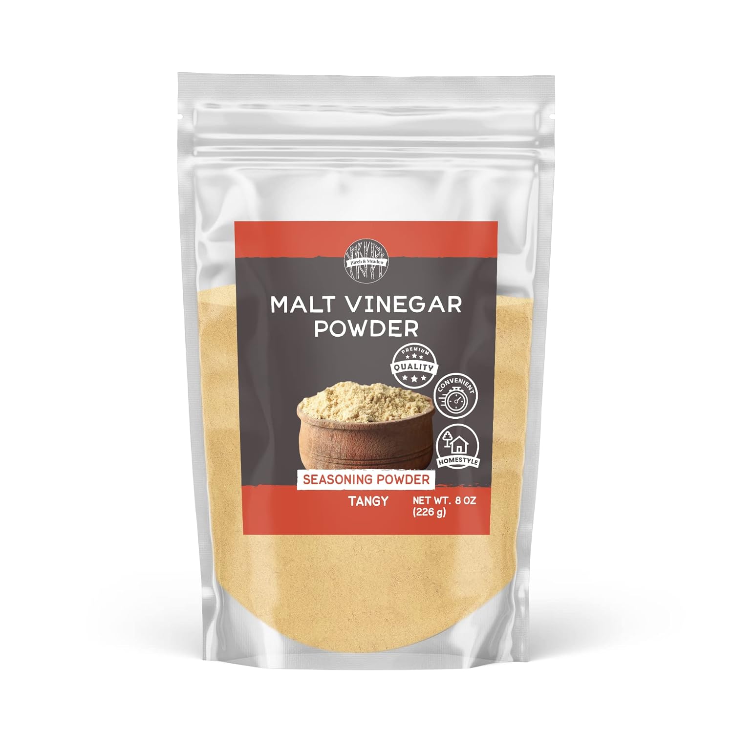 Birch & Meadow 8 Oz, Malt Vinegar Powder, Tangy & Sweet Flavor & Aroma, Easy To Dissolve