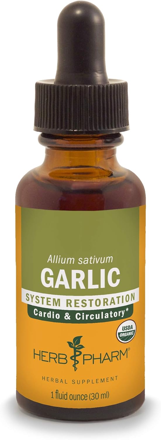 Herb Pharm Certified Organic Garlic Liquid Extract for Cardiovascular and Circulatory Support - 1 Ounce