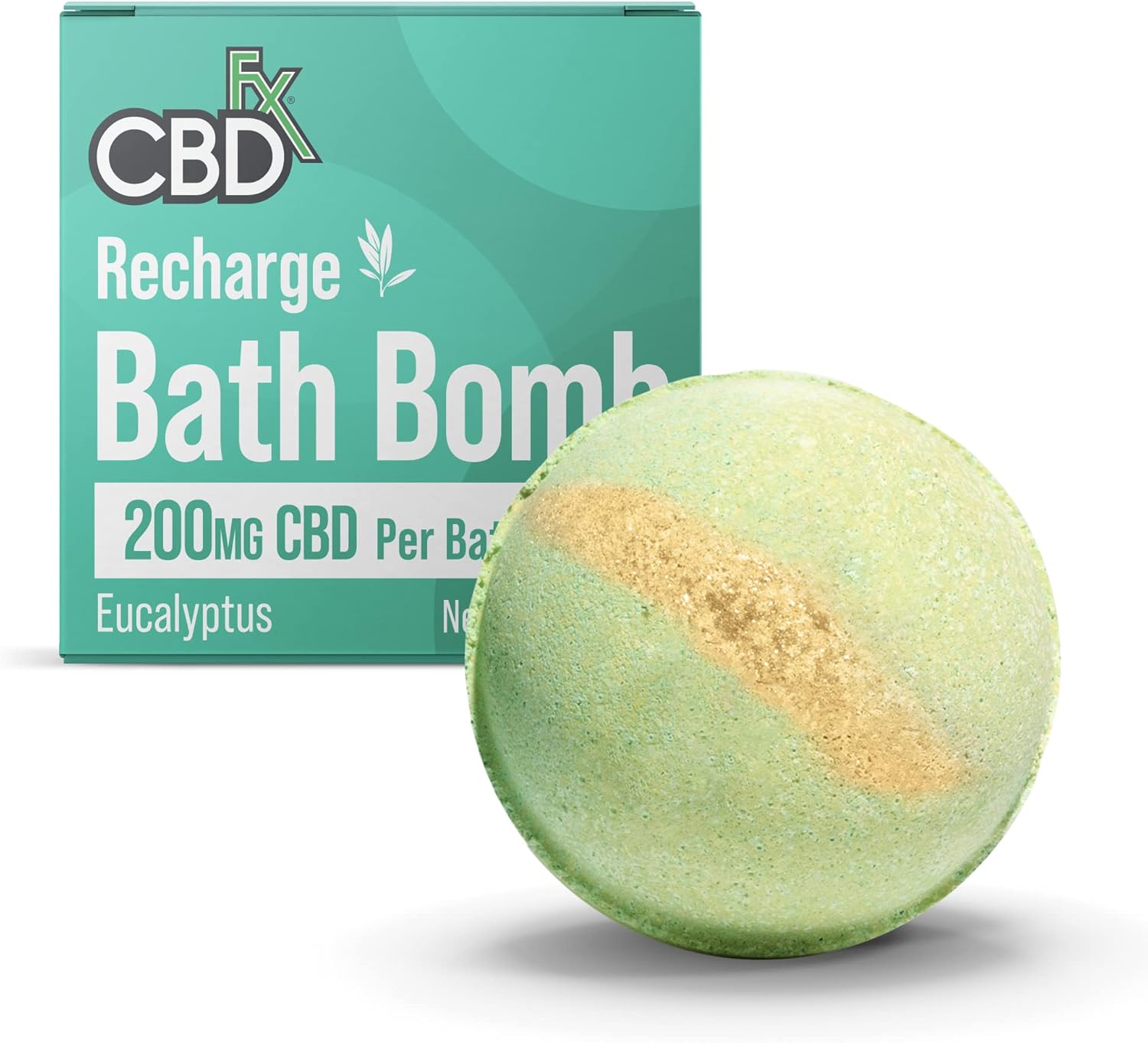 Cbdfx 200Mg Cbd High Strength Recharge Cbd Oil Bath Bomb With Eucalyptus & Spearmint Oils, Vegan, Cruelty-Free, Single Bath Bomb
