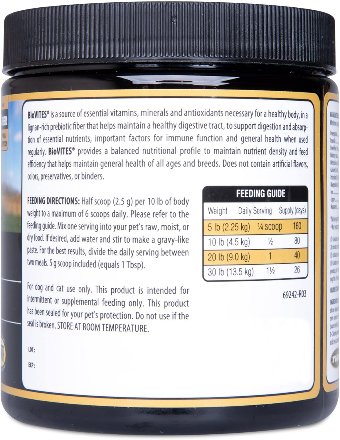 BiologicVET BioVITES Cat & Dog Multivitamin Powder - Essential Dog Vitamins, Minerals, Enzymes & Prebiotics - Organic Fiber Cat Dog Supplement for Digestion & Immune Support for Dogs & Cats, Powder : Pet Supplies