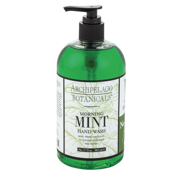 Archipelago Botanicals Morning Mint Liquid Hand Soap, Moisturizing Daily Hand Wash With Soap Pump, Kitchen Or Bathroom Hand Soap, 17.0 Fl. Oz