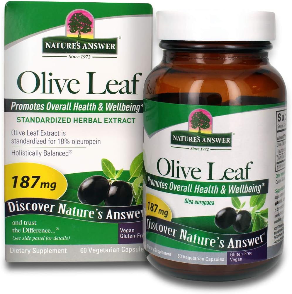 Nature'S Answer Oleopein Olive Leaf Vegetarian Capsules, 60-Count Promotes Overall Good Health And Well Being* Alcohol-Free, Gluten-Free & Kosher
