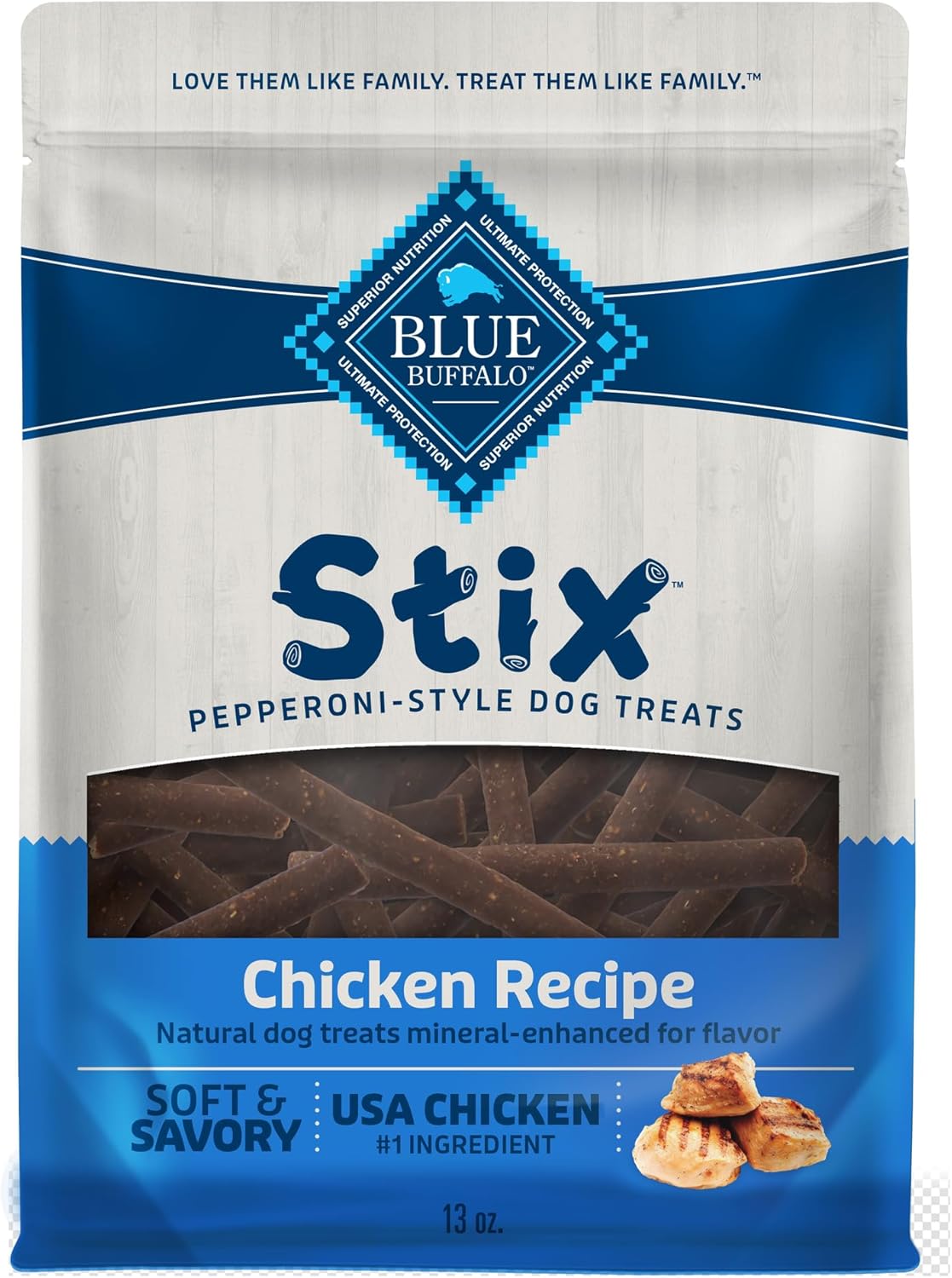 Blue Buffalo Stix Pepperoni-Style Dog Treats Made With Natural Ingredients, Chicken Recipe, 13-Oz. Bag