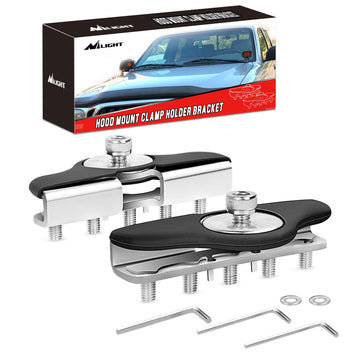 Nilight Universal Hood LED Work Light Bar Mount Bracket Clamp Holder for Jeep Truck Off Road Installed No Need Drilling, 2 Pieces