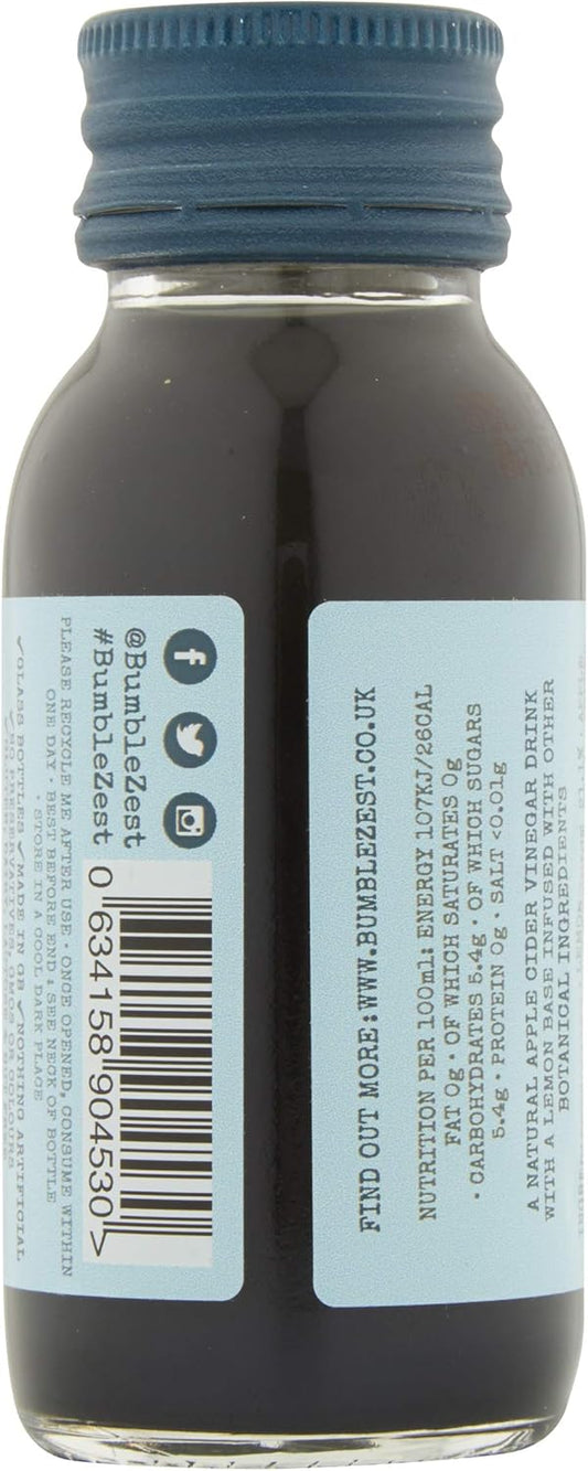 Bumblezest Detox + Defend: Apple Cider Vinegar, Milk Thistle, Activated Charcoal Health Shot Drink, 60Ml (Pack Of 20)