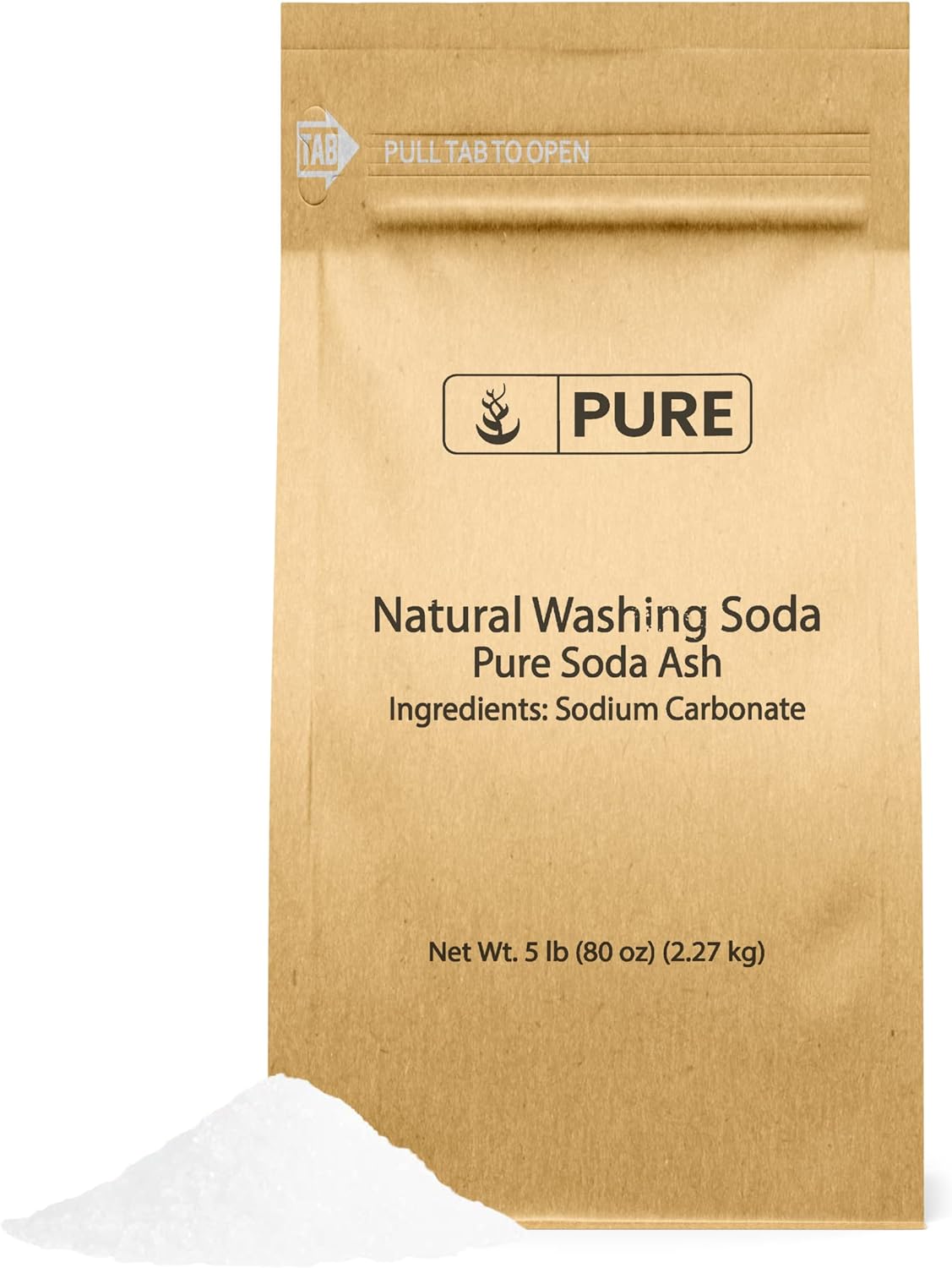 Pure Original Ingredients Natural Washing Soda (5 lb) Multipurpose Cleaner, Water Softener, Stain Remover