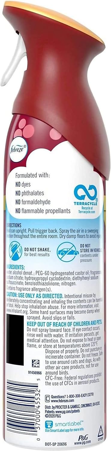 Febreze Air - Air Freshener Spray in Limited Edition Holiday Collection 2020 Fresh-Twist Cranberry Fragrance (Net Wt. 8.8 OZ Per Bottle). Pack of 3 Bottles : Health & Household