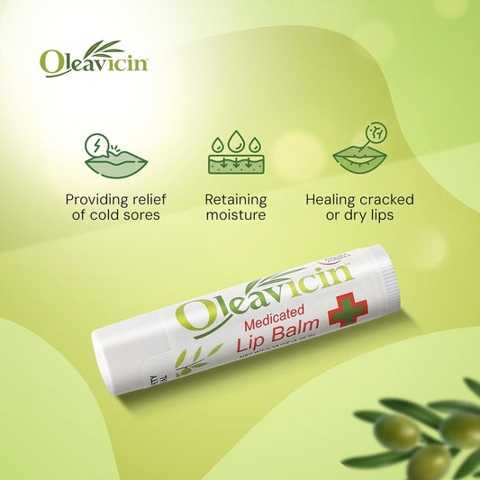 Natural Lip Balm By Oleavicin | Dry Lip Relief | Patented Moisturizing Formula For Chapped Lips | Organic Olive Leaf Extract