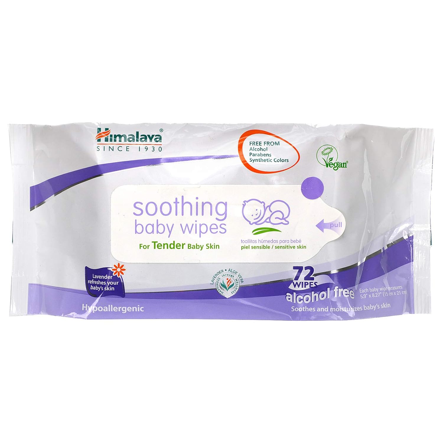 Himalaya Soothing Baby Calming Wipes For Soft, Clean, And Sensitive Skin, 72 Wipes