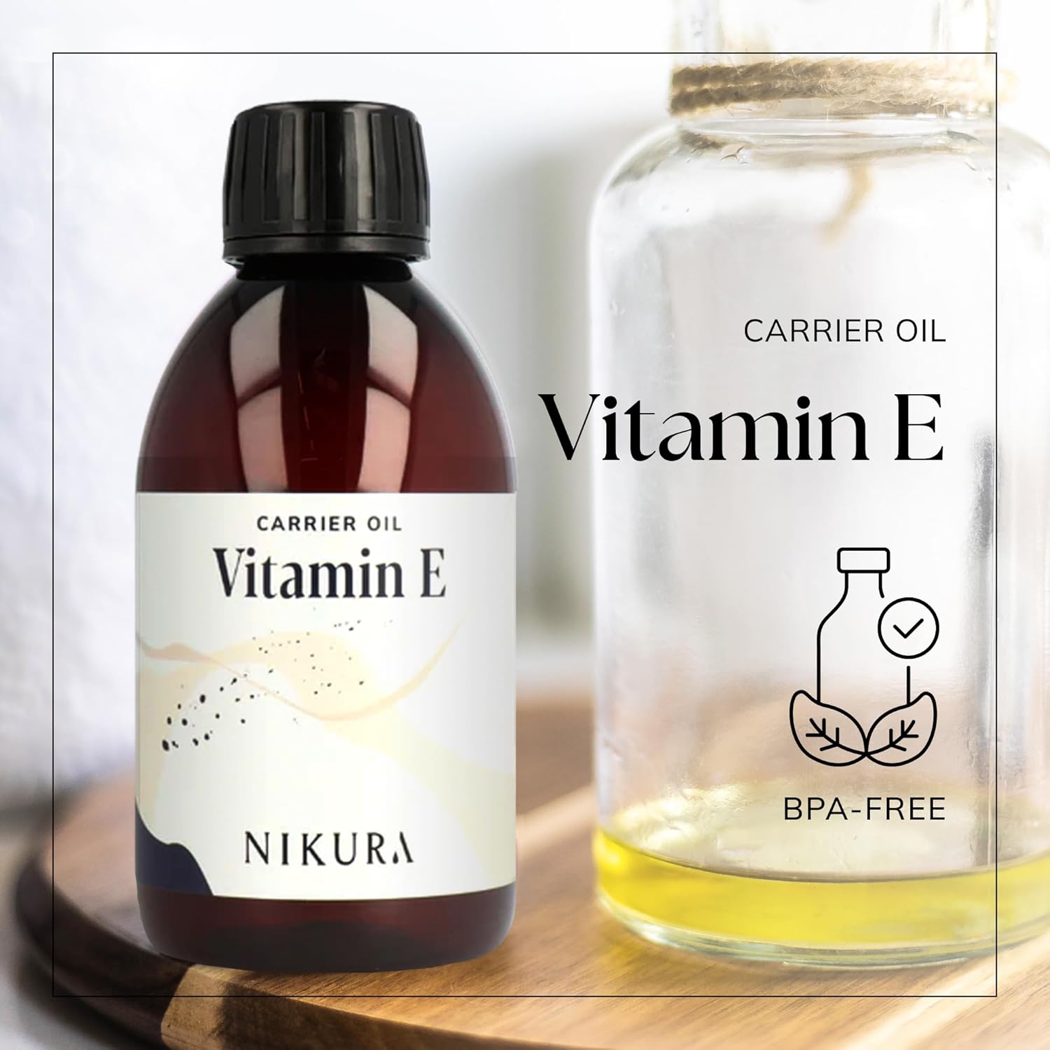 Nikura Vitamin E Oil - 250ml | Vitamin E Oil for Skin, Face, Hair, Body, Scalp & Nails | Moisturising & Hydrating | For Essential Oils | Natural, Vegan & UK | BPA Free : Amazon.co.uk: Health & Personal Care