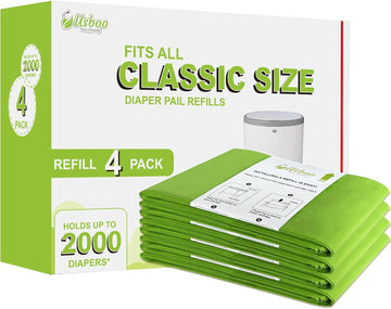 Refills Compatible With Dekor Classic Diaper Pail Refills | 4 Pack | Disposable Diaper Pail Refill | Extra Thickness | Quick & Easy To Replace | Cherry Blossom Scented | Holds Up To 2000 Diapers