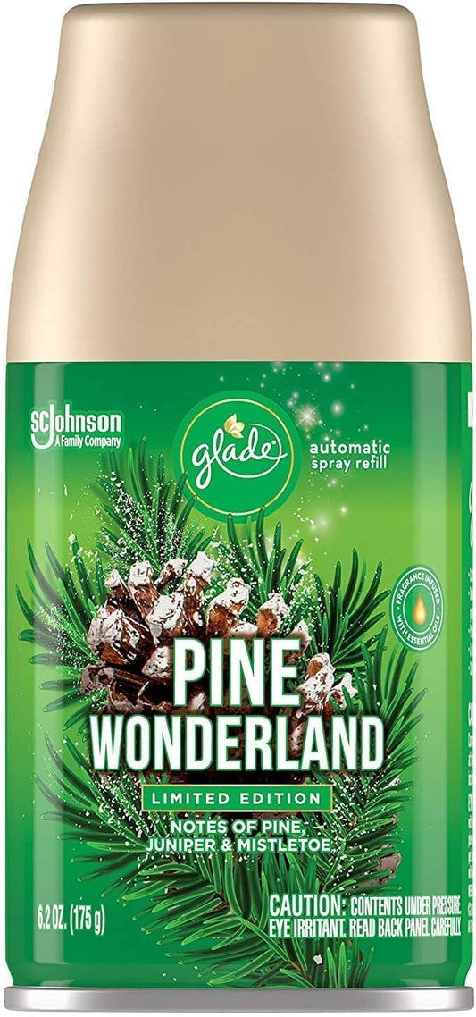Glade Automatic Spray Refill - Pine Wonderland - Holiday Collection 2020 - Net Wt. 6.2 OZ (175 g) Per Refill Can - Pack of 3 Refill Cans