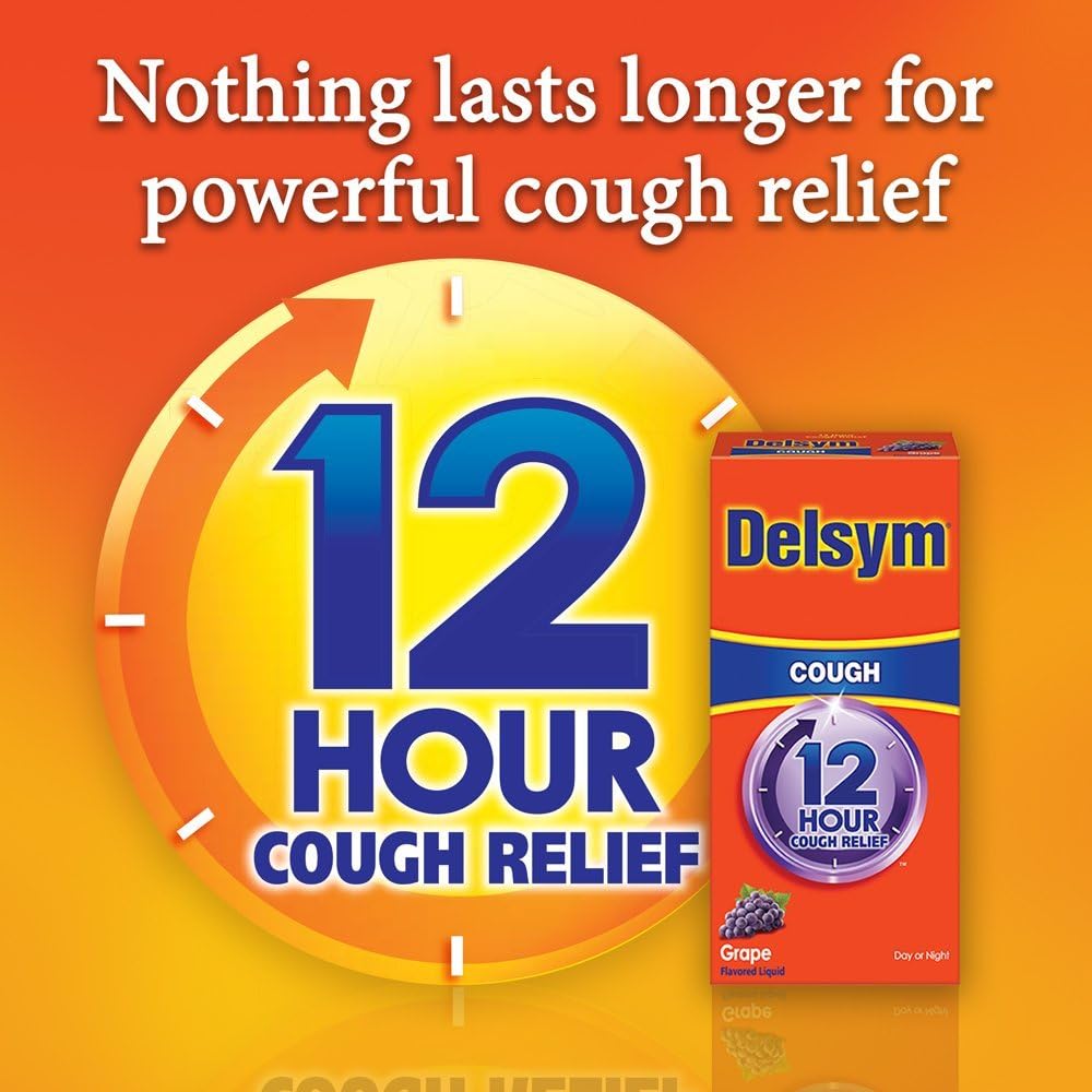 Delsym Adult 12 Hour Grape Cough Syrup, 3 Oz : Health & Household