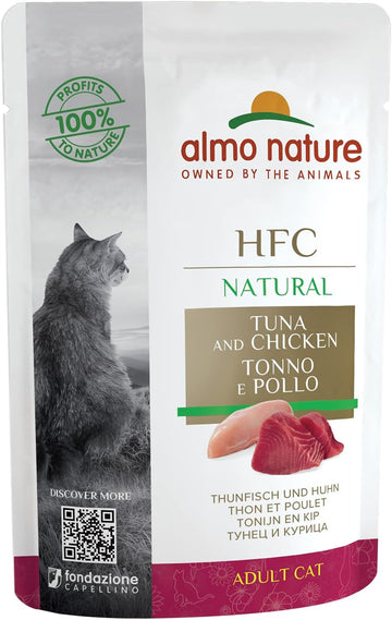 Almo Nature HFC Natural Wet Cat Food Pouch - Tuna & Chicken (Pack of 24 x55g)?5805