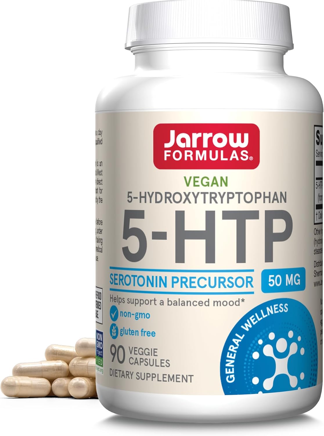 Jarrow Formulas 5-Htp, 100 Mg, Serotonin Precursor, 90 Veggie Capsules, 90 Day Supply