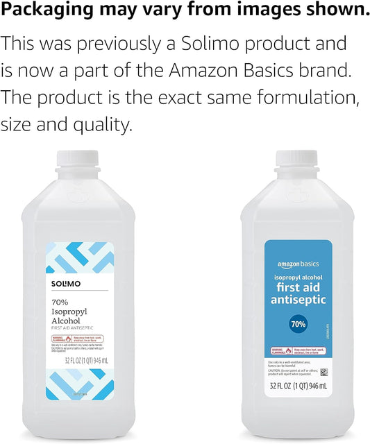 Amazon Basics 70% Isopropyl Alcohol First Aid Antiseptic For Treatment Of Minor Cuts And Scrapes, Unscented, 32 Fl Oz (Pack Of 1) (Previously Solimo)