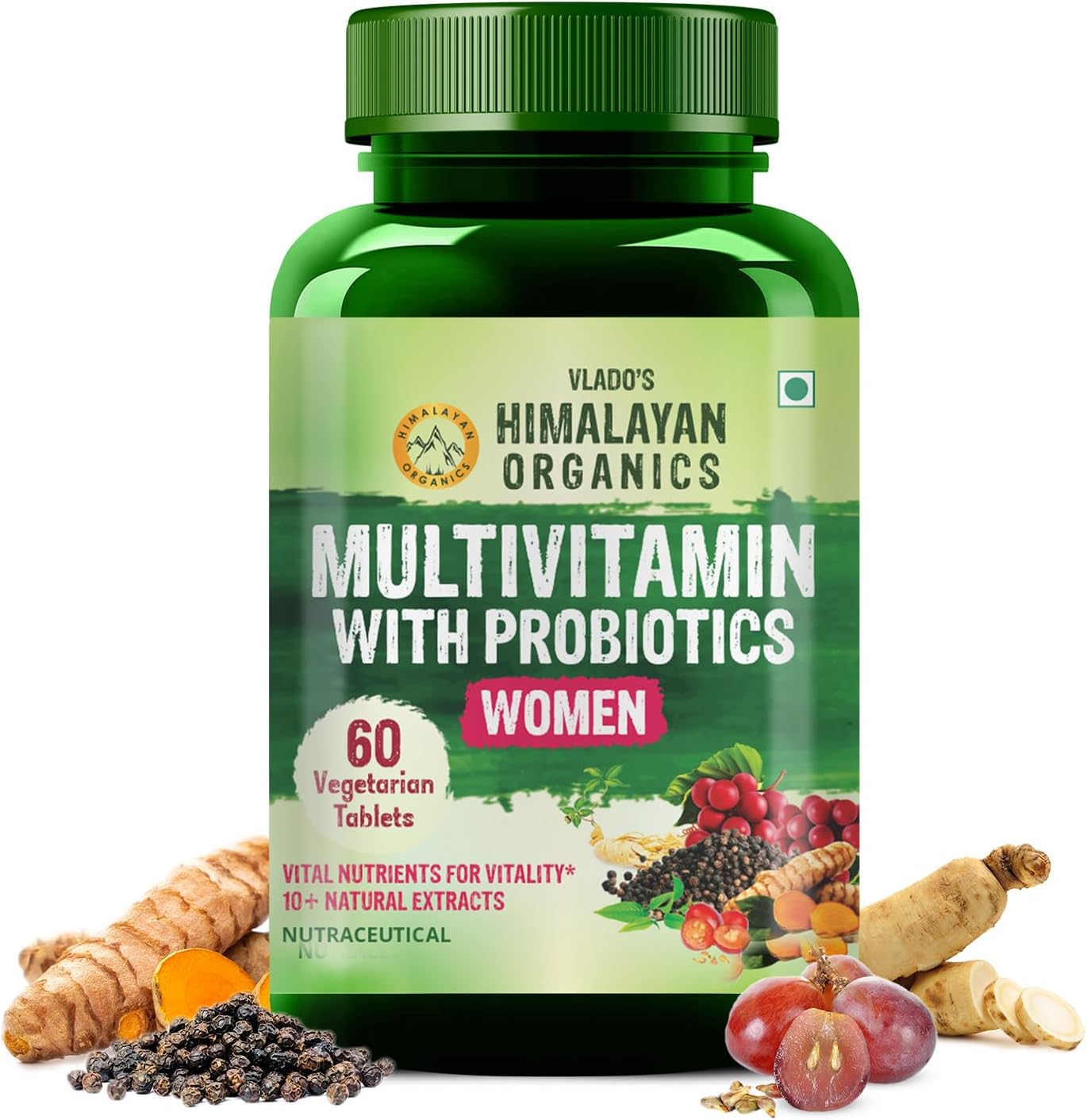 Organics Multivitamin With Probiotics Supplement For Women With 60+ Essential Ingredients | Multiminerals For Immunity And Energy, Hair, Skin & Bone Support - 120 Veg Tablets