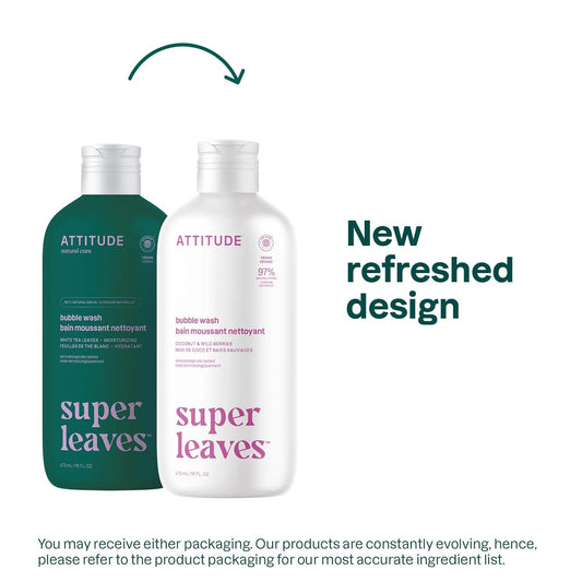 Attitude Bubble Bath, Ewg Verified, Plant And Mineral-Based, Dermatologically Tested, Vegan Body Care Products, Coconut & Wild Berries, 16 Fl Oz