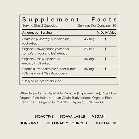 Moon Juice Superyou Natural Calming Supplement & Daily Mood Support - 250Mg Ashwagandha, 150Mg Rhodiola, 450Mg Shatavari & 150Mg Amla - Organically Grown, Vegan, Non-Gmo (60 Capsules) (Bottle)
