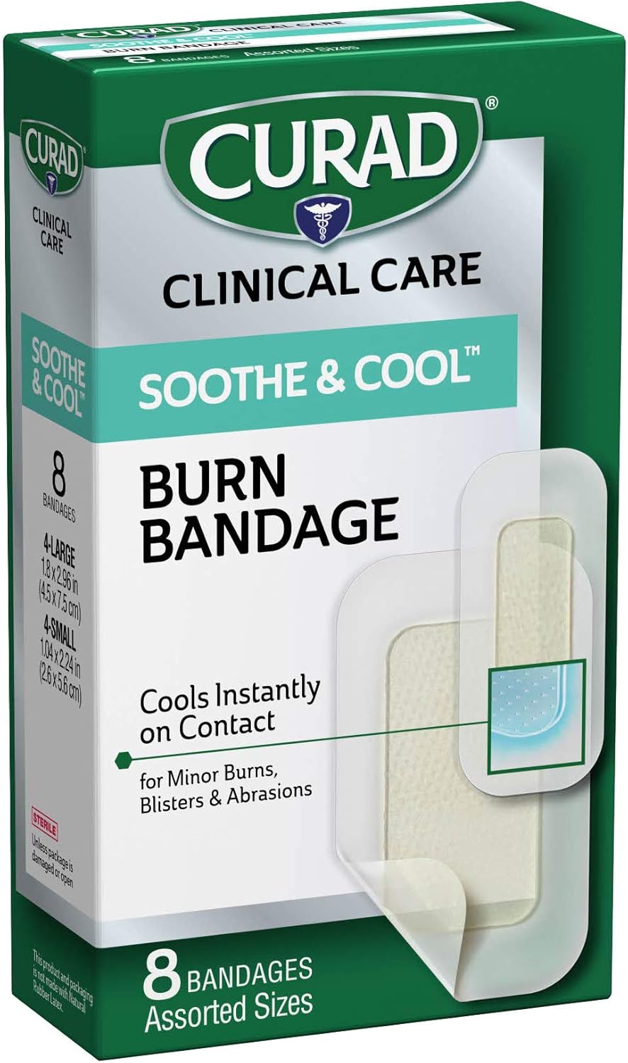 Curad Soothe And Cool Clear Gel Bandages, Assorted, Clear, 8/Box