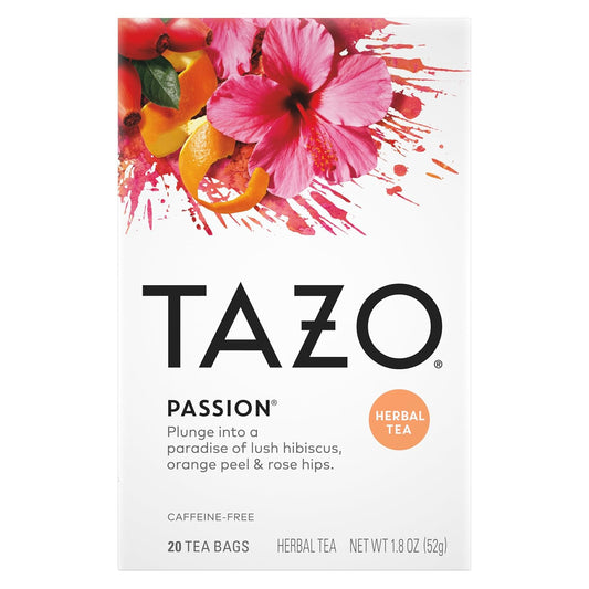 Tazo Tea Bags, Iced Or Hot, Passion Herbal Tea, 20 Tea Bags (Pack Of 6)