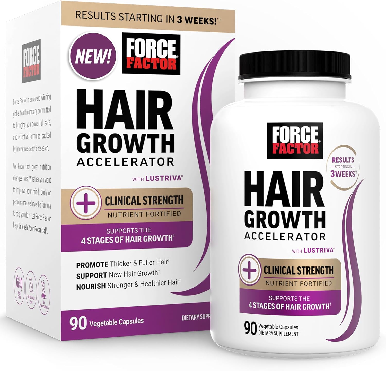 Force Factor Hair Growth Accelerator Soft Chews, Hair Growth Vitamins For Women And Men With Clinically Studied Lustriva And Biotin, Promotes Thicker, Fuller, Stronger Hair, Mixed Berry, 60 Soft Chews
