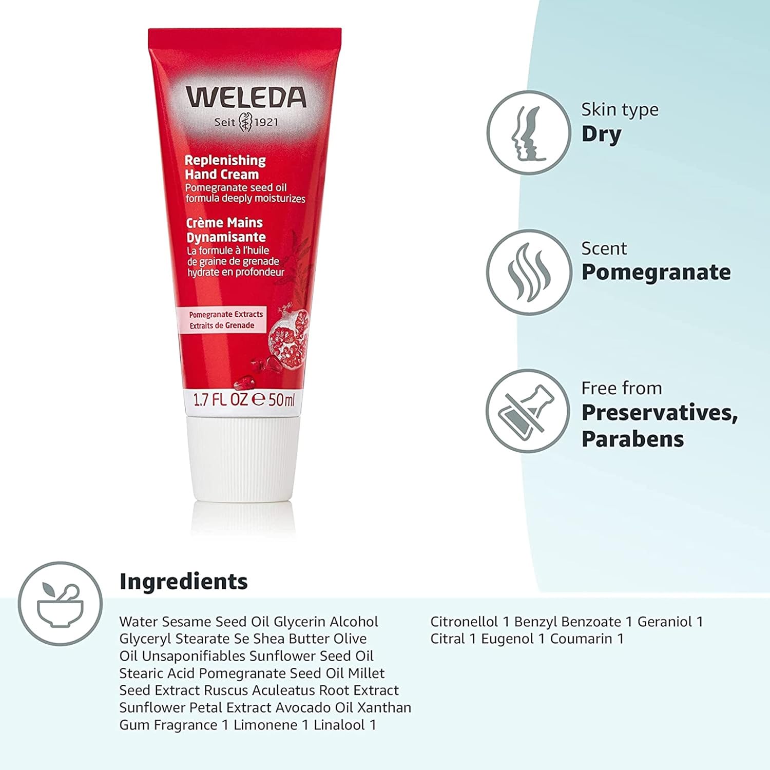 Weleda Regenerating Pomegranate Hand Cream, 1.7 Ounce : Beauty & Personal Care
