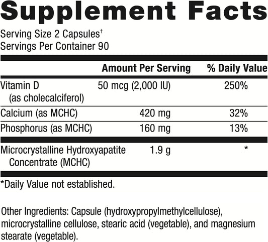 Metagenics Bone Builder Forte - Mchc Supplement - High-Absorption - 2000 Iu Vitamin D - With Calcium & Phosphorus - Non-Gmo & Gluten-Free - 180 Capsules