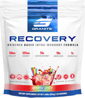 Granite Nutrition Recovery - Premium Intra-Workout Drink With Eaas, Cluster Dextrin, Sensoril & Senactiv For Athletic Performance And Lean Muscle Gains - Watermelon Candy (20 Servings)