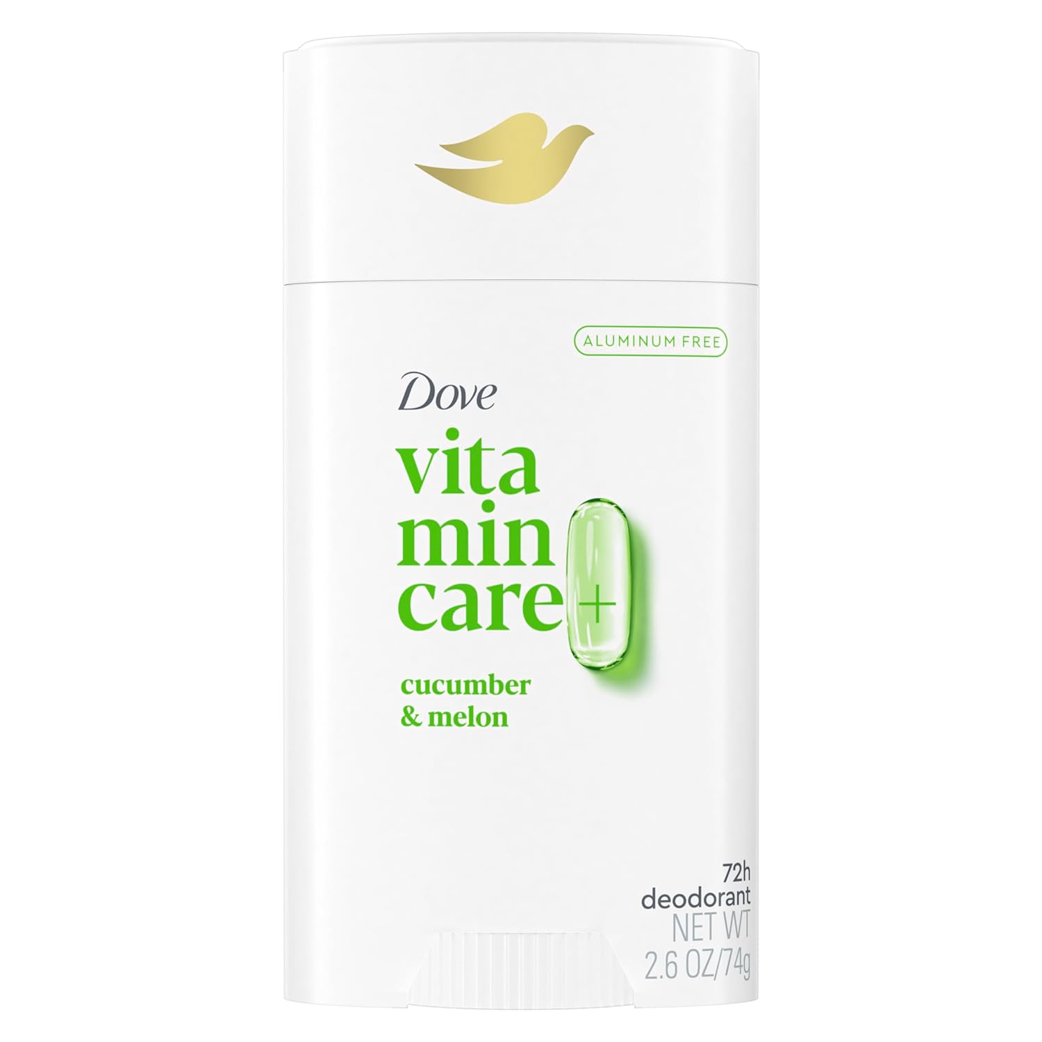 Dove Vitamincare+ Aluminum Free Deodorant Stick Cucumber & Melon For 72H Odor Protection Breathable Deodorant For Women 2.6 Oz