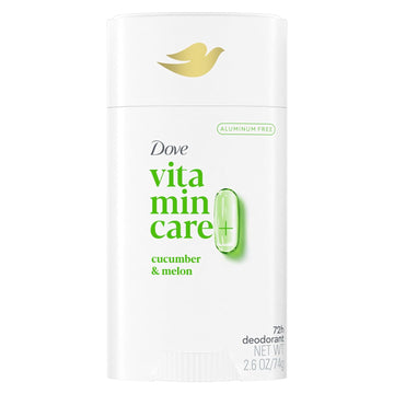 Dove Vitamincare+ Aluminum Free Deodorant Stick Cucumber & Melon For 72H Odor Protection Breathable Deodorant For Women 2.6 Oz